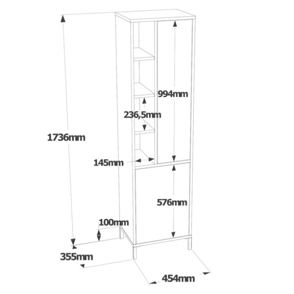 Colonna Bagno Multiuso 45x36x174H Rovere E Bianco Flora