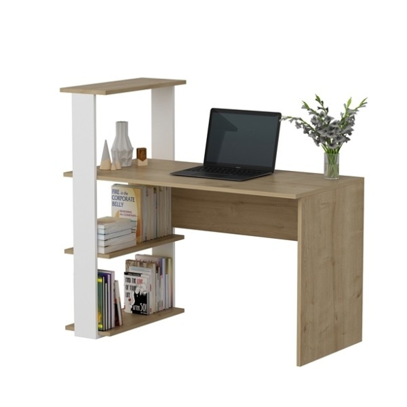 Scrivania Libreria 60x120x112H Bianco E Rovere Chiaro Node