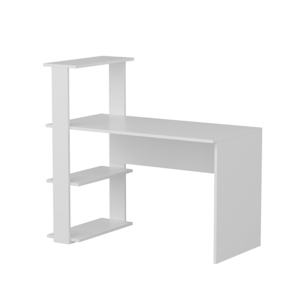 Scrivania Libreria Con Ripiani Laterali 60x120x112H Bianco Node