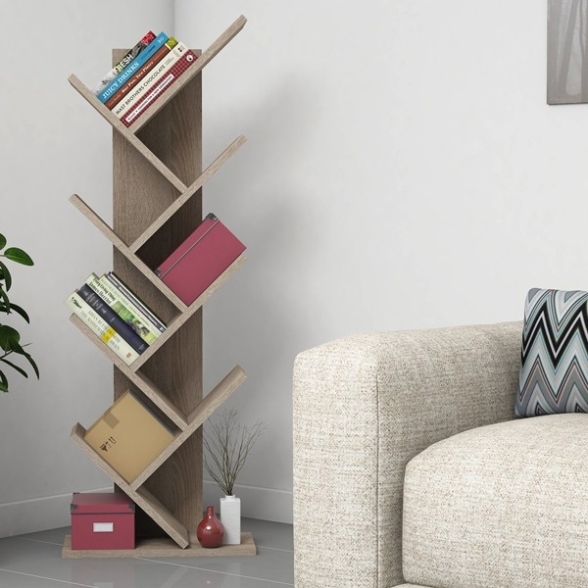 Libreria Da Terra Design Moderno 46x22x128H Rovere Effetto Legno Hitit