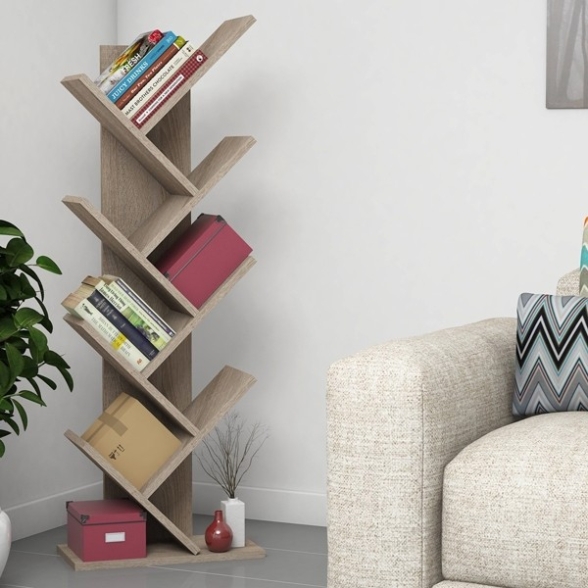 Libreria Da Terra Design Moderno 46x22x128H Rovere Effetto Legno Hitit