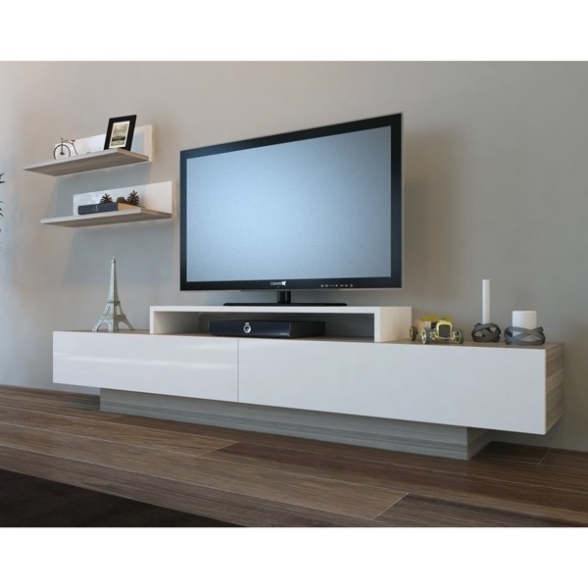 Parete Attrezzata Mobile TV E Mensole Bianco E Cordoba 180 Cm Lusi