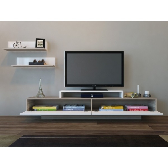 Parete Attrezzata Mobile TV E Mensole Bianco E Cordoba 180 Cm Lusi