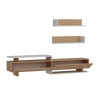 Parete Attrezzata Mobile TV E Mensole Bianco E Teak 180 Cm Ayaz