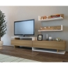 Parete Attrezzata Mobile TV E Mensole Bianco E Teak 180 Cm Ayaz