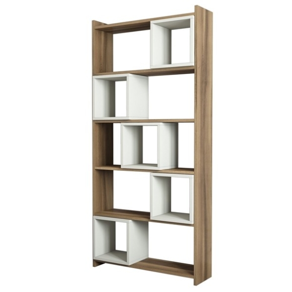 Libreria A Parete Con Mensole E Cubi 80x22x170H Rovere E Crema Box