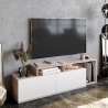Mobile TV Da Terra 150 Cm Bianco E Cordoba Effetto Legno Nexera
