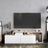 Mobile TV Da Terra 150 Cm Bianco E Cordoba Effetto Legno Nexera