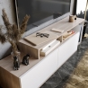 Mobile TV Da Terra 150 Cm Bianco E Cordoba Effetto Legno Nexera