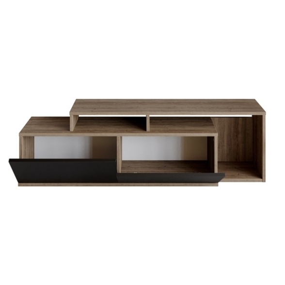 Mobile TV Madesa Per TV Fino A 55 Pollici – Elegante Supporto In Legno Nero Con Vano Portaoggetti, Dimensioni 136x38x58 Cm