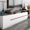 Mobile TV Da Terra 160 Cm Bianco E Rovere Effetto Legno Pia