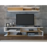 Mobile Porta TV A Parete Con Mensola Sospesa Bianco E Teak Sims