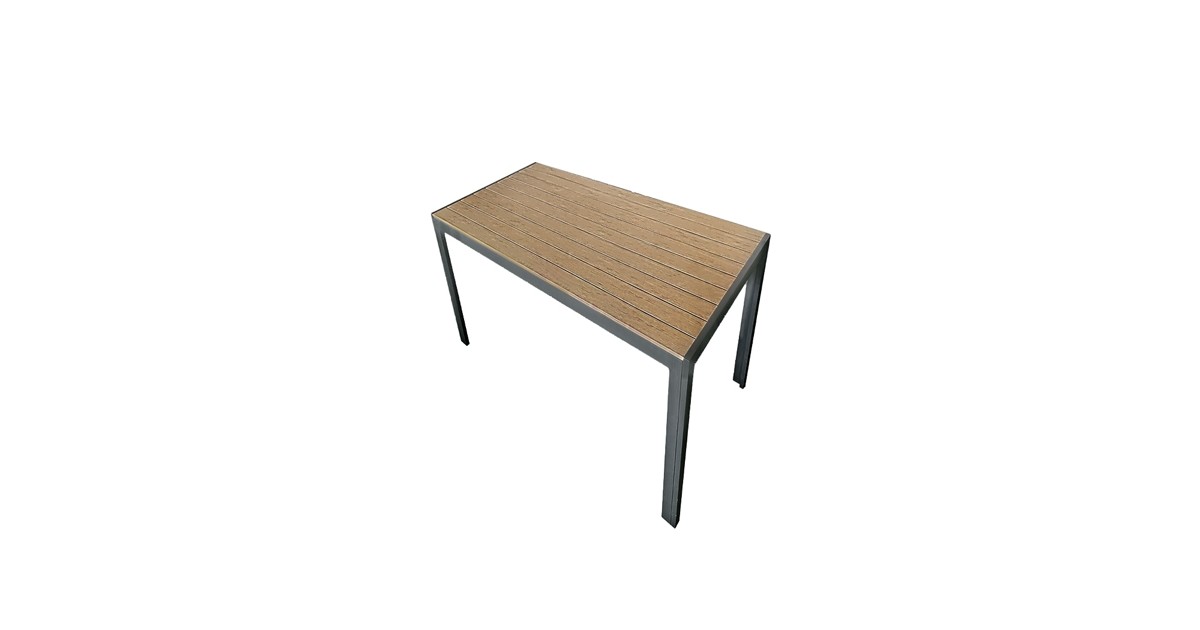 Tavolo Da Esterno In Alluminio Piano Effetto Legno 90x180x74H Teak Antracite