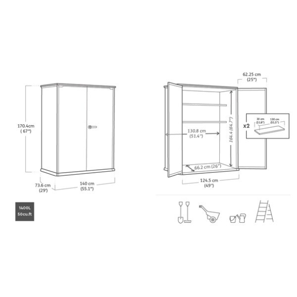 Box Porta Attrezzi Da Esterni In Resina 140x73,6x170,4H Cm High Store Keter