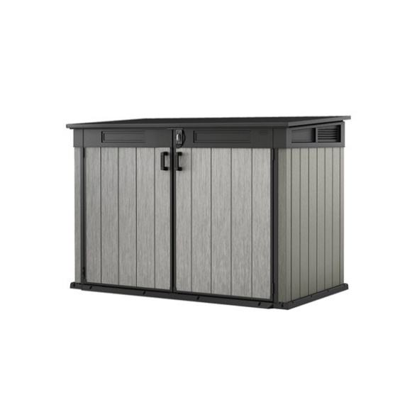 Box Porta Attrezzi Da Esterno In Resina 190,5x109,3x132,5H Cm Grande Store Grigio Effetto Legno Keter