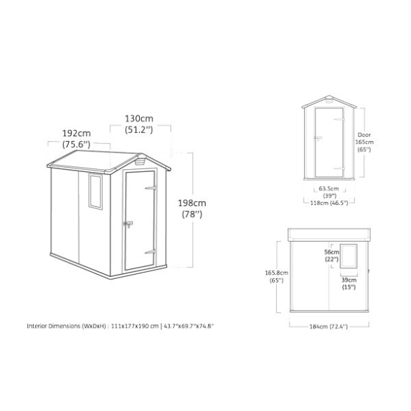 Casetta Da Giardino In Resina 130x192x198H Cm Manor 4x6 Grigio Keter