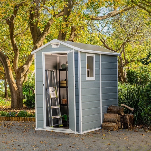 Casetta Da Giardino In Resina 130x192x198H Cm Manor 4x6 Grigio Keter