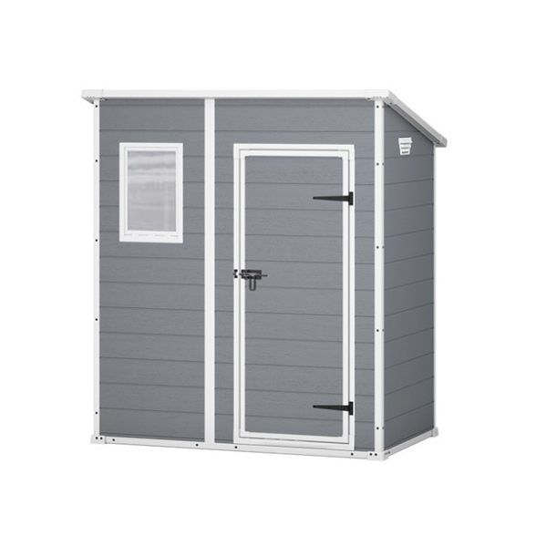 Casetta Da Giardino In Resina 183,5x111x200,5H Cm Manor 6x4 Pent Grigio Keter Addossabile