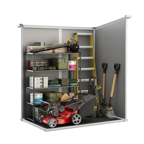 Casetta Da Giardino In Resina 183,5x111x200,5H Cm Manor 6x4 Pent Grigio Keter Addossabile