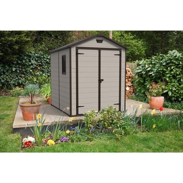 Casetta Da Giardino In Resina 185,8x236,8x227H Cm Manor 6x8 Beige Keter Con Finestra