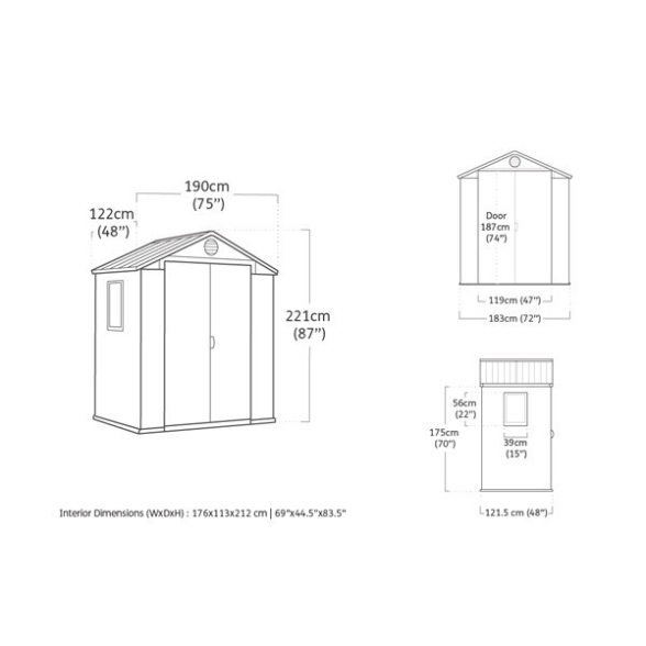 Casetta Da Giardino In Resina 190x122x221H Cm Darwin 6x4 Marrone Keter