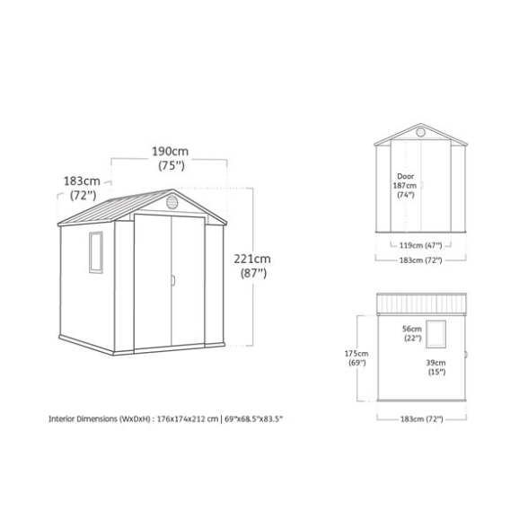Casetta Da Giardino In Resina 190x183x221H Cm Darwin 6x6 Marrone Keter