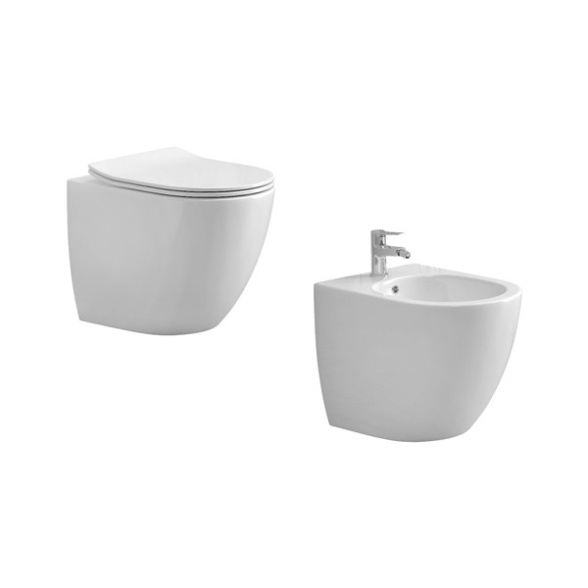 Sanitari Filomuro Havana - Vaso E Bidet Rimless Bianco Con Sedile Soft-close, Design Moderno - Foto 4