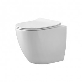 Vaso WC A Terra Filo Parete Rimless Bianco Con Copriwater Line Karag