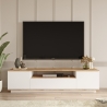 Mobile TV Da Terra 180x45x45 Bianco E Rovere Effetto Legno Frame