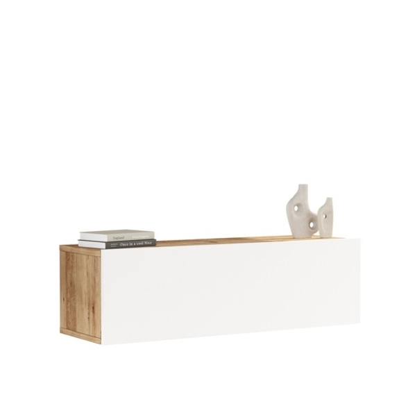 Mobile TV Sospeso 100x32x30 Bianco E Rovere Con Vano Frame