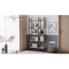 Libreria Industrial 2 Sezioni E 5 Ripiani Ferro E Legno 87x30x175 Voyage