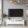 Mobile Porta TV Da Terra 140x40x42 Bianco Con Vani Portaoggetti Luca