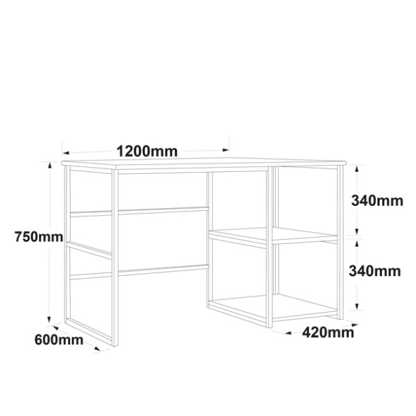Scrivania Industrial Con Ripiani Laterali 120x60x75H Voyage DX
