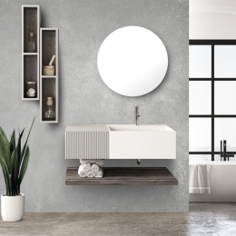 Composizione Bagno Sospesa 100 Cm Bianco E Grigio Itaca