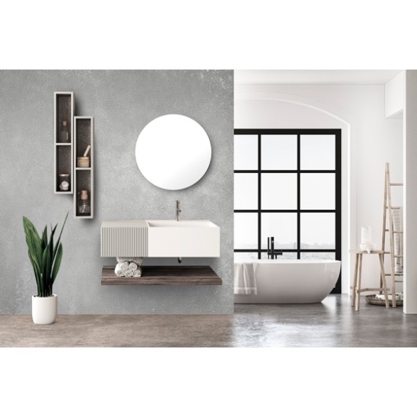 Composizione Bagno Sospesa 100 Cm Bianco E Grigio Itaca