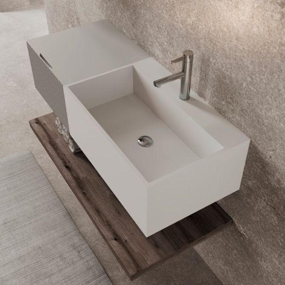 Composizione Bagno Sospesa 100 Cm Bianco E Grigio Itaca