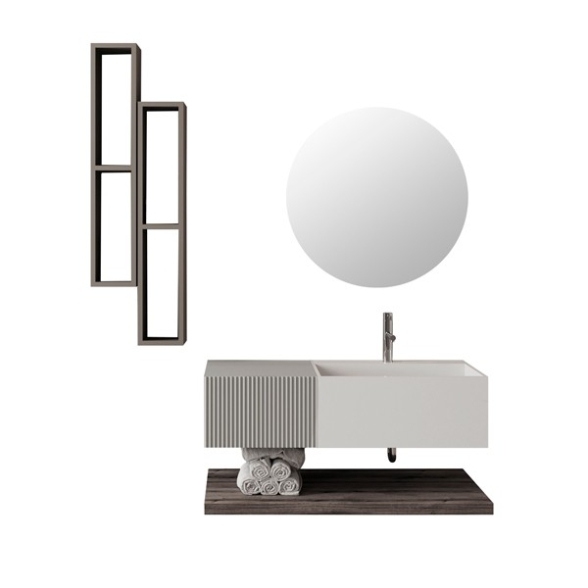 Composizione Bagno Sospesa 100 Cm Bianco E Grigio Itaca