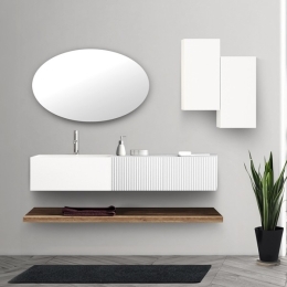 Composizione Bagno Sospesa 140 Cm Bianco Opaco Itaca
