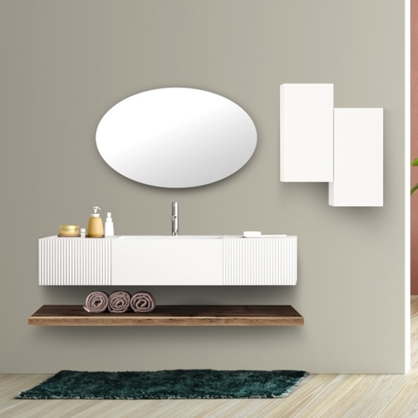 Composizione Bagno Sospesa 140 Cm Bianco Opaco Itaca