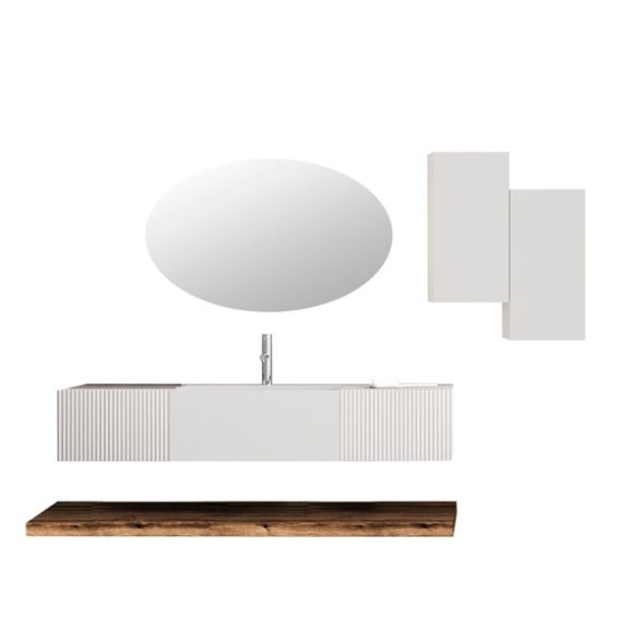 Composizione Bagno Sospesa 140 Cm Bianco Opaco Itaca