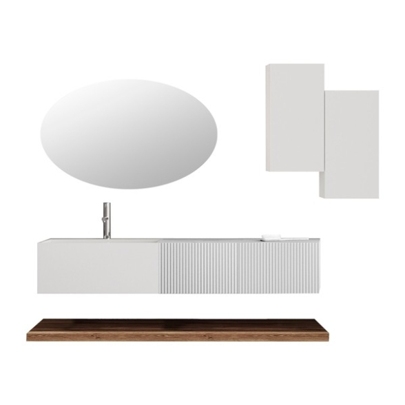 Composizione Bagno Sospesa 140 Cm Bianco Opaco Itaca