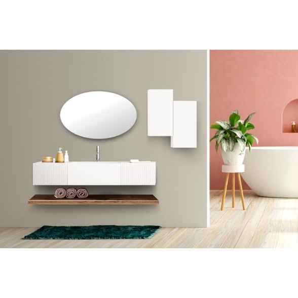 Composizione Bagno Sospesa 140 Cm Bianco Opaco Itaca
