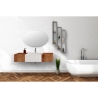 Composizione Bagno Sospesa 140 Cm Bianco E Rovere Oro Itaca