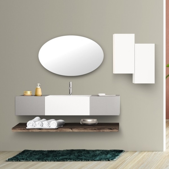 Composizione Bagno Sospesa 140 Cm Bianco E Grigio Itaca