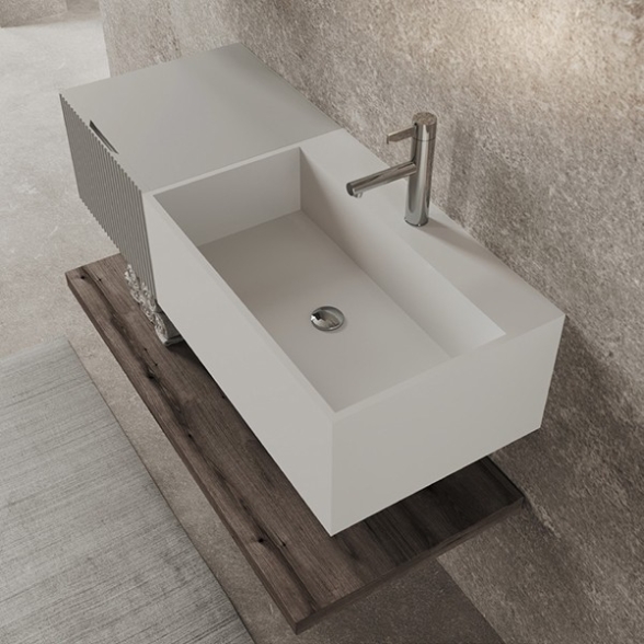 Composizione Bagno Sospesa 140 Cm Bianco E Grigio Itaca