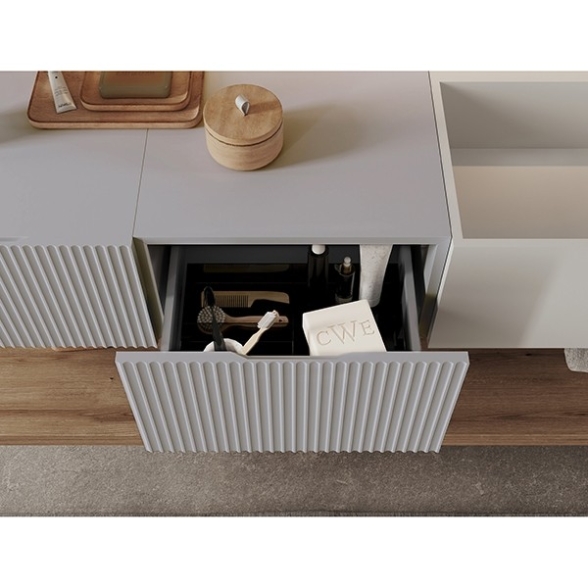 Composizione Bagno Sospesa 140 Cm Bianco E Grigio Itaca