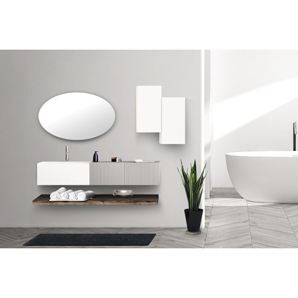 Composizione Bagno Sospesa 140 Cm Bianco E Grigio Itaca