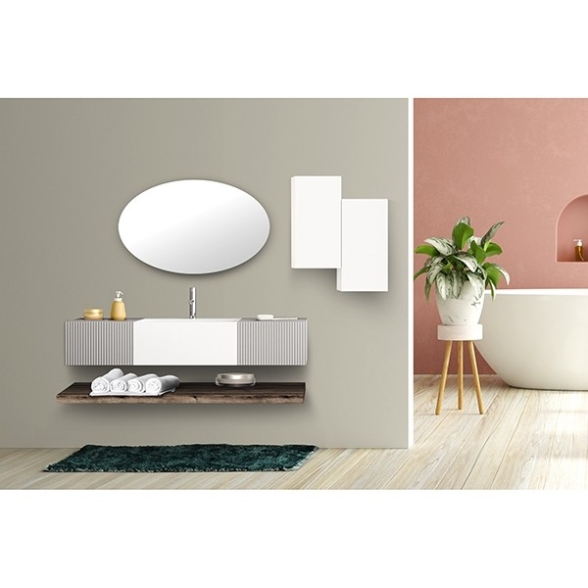 Composizione Bagno Sospesa 140 Cm Bianco E Grigio Itaca
