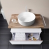 Mobile Bagno Sospeso 80 Cm Con Cassetto Bianco E Mensola Rovere Aurora