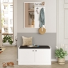 Panca Da Ingresso 85 Cm Scarpiera Appendiabiti E Specchio Lessi Bianco
